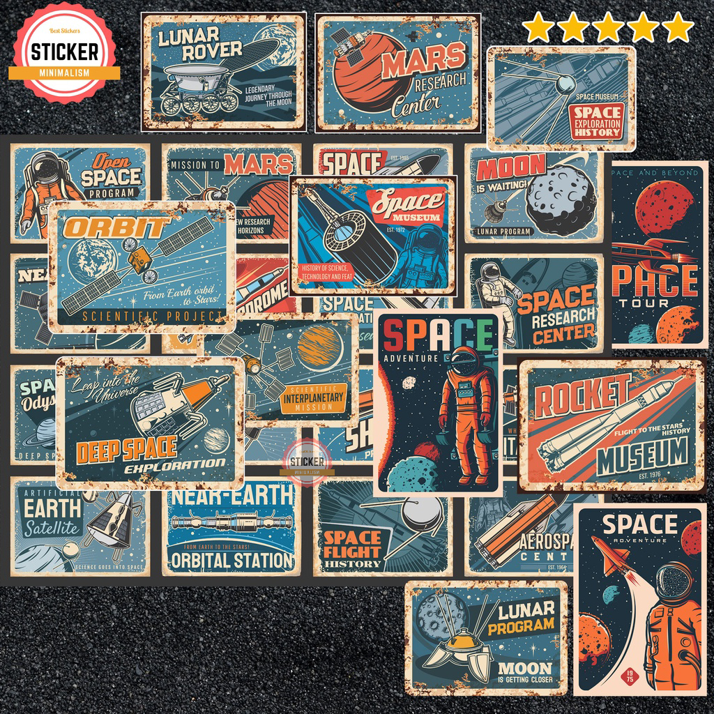 Sticker Galaxy Vũ trụ Vintage Retro chống nước sticker dán laptop, điện thoại, đàn guitar, mũ bảo hiểm, vali