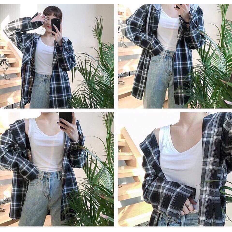 (ẢNH THẬT) ÁO KHOÁC SOMI KẺ KÈM MŨ CỰC CHẤT ,SIÊU CUTE