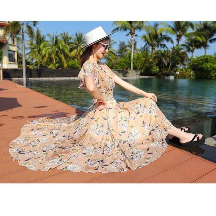 Đầm Maxi Hoa Nhí Dáng Dài Cao Cấp - Váy Xoè Đi Biển 2 Lớp Voan Lụa Nhập Tha Thướt Yêu Kiều | BigBuy360 - bigbuy360.vn