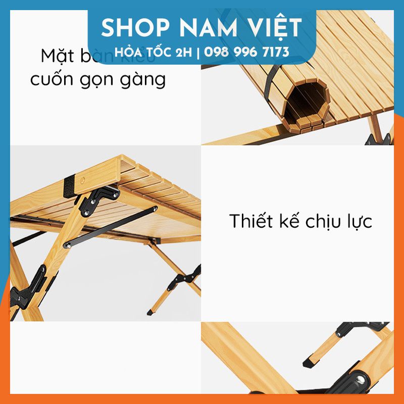 Bàn Xếp Gỗ Gấp Gọn Cho Cắm Trại, Dã Ngoại