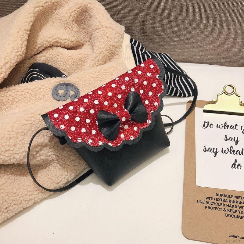 Túi xách đính nơ kim tuyến lấp lánh phong cách Hàn Quốc cho bé