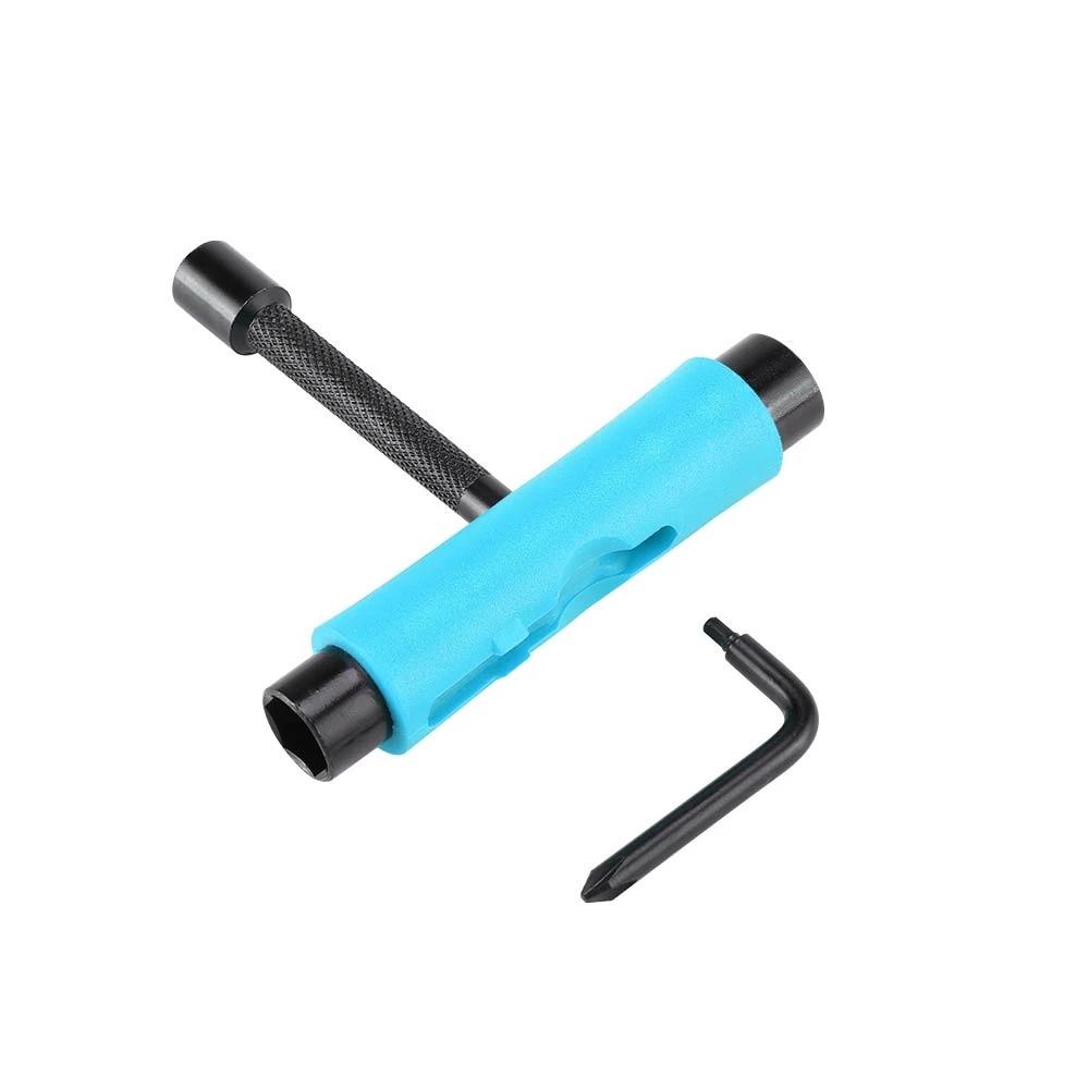 BERNARDO Multi-functional Screwdriver Socket All-in-one Adjusting T-tool T-Wrench Roller Skate T-type Professional Skateboard Repair Tools Outdoor Sports Skateboard Skate Tool/Multicolor