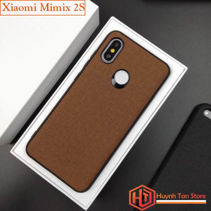 Ốp lưng Xiaomi Mi Mix 2S vân vải Jean chống bám vân tay,Màu xanh