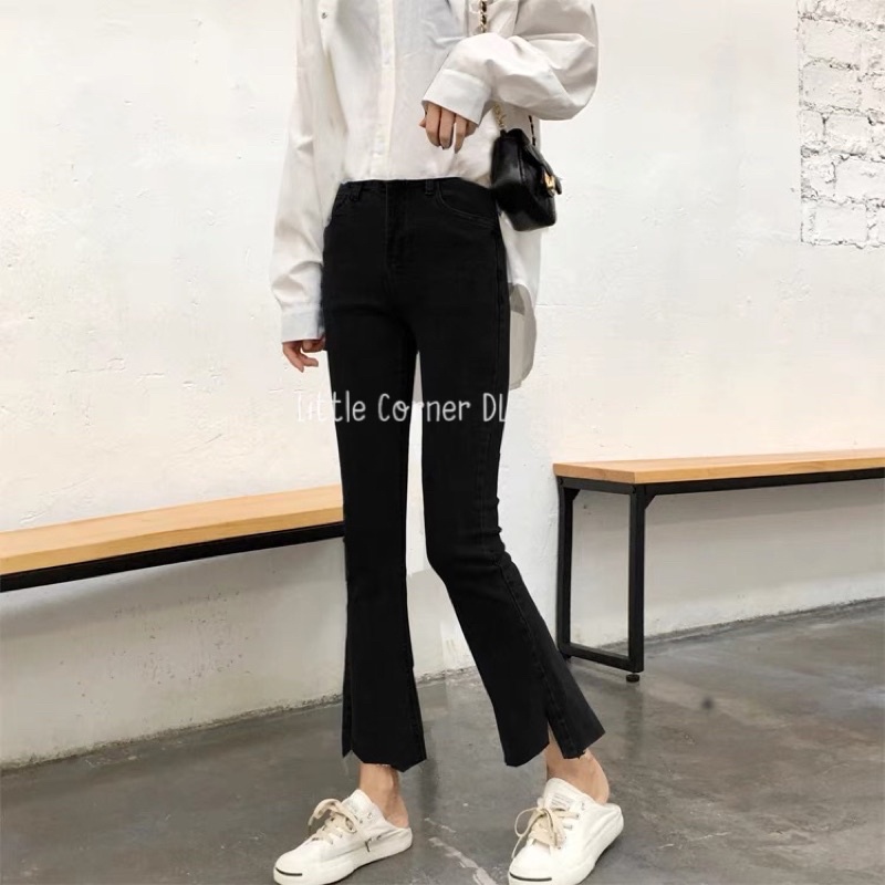 Quần Jean Nữ Co Dãn Ống Loe Nhẹ Gấu Xéo Ôm Form TOPSHOP lưng cao quảng châu kèm ảnh thật | BigBuy360 - bigbuy360.vn