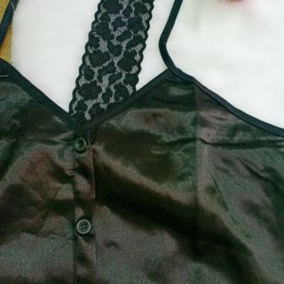 Đồ bộ phi lụa cổ yếm phối ren siêu sexxy