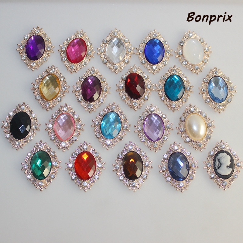 Set 10 Nút Đính Đá Pha Lê Cabochon Màu Vàng DIY