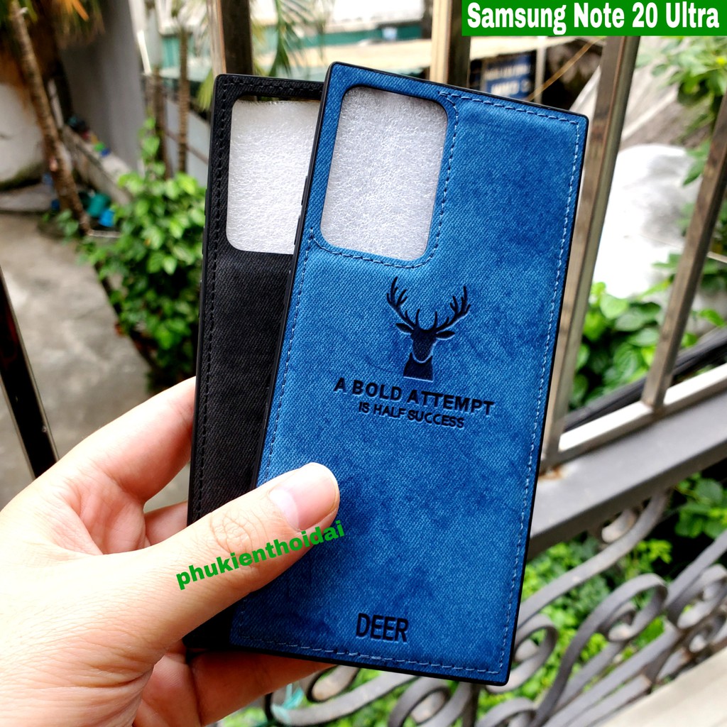 Ốp lưng Samsung Note 20 Ultra chống sốc vải hươu nai cao cấp