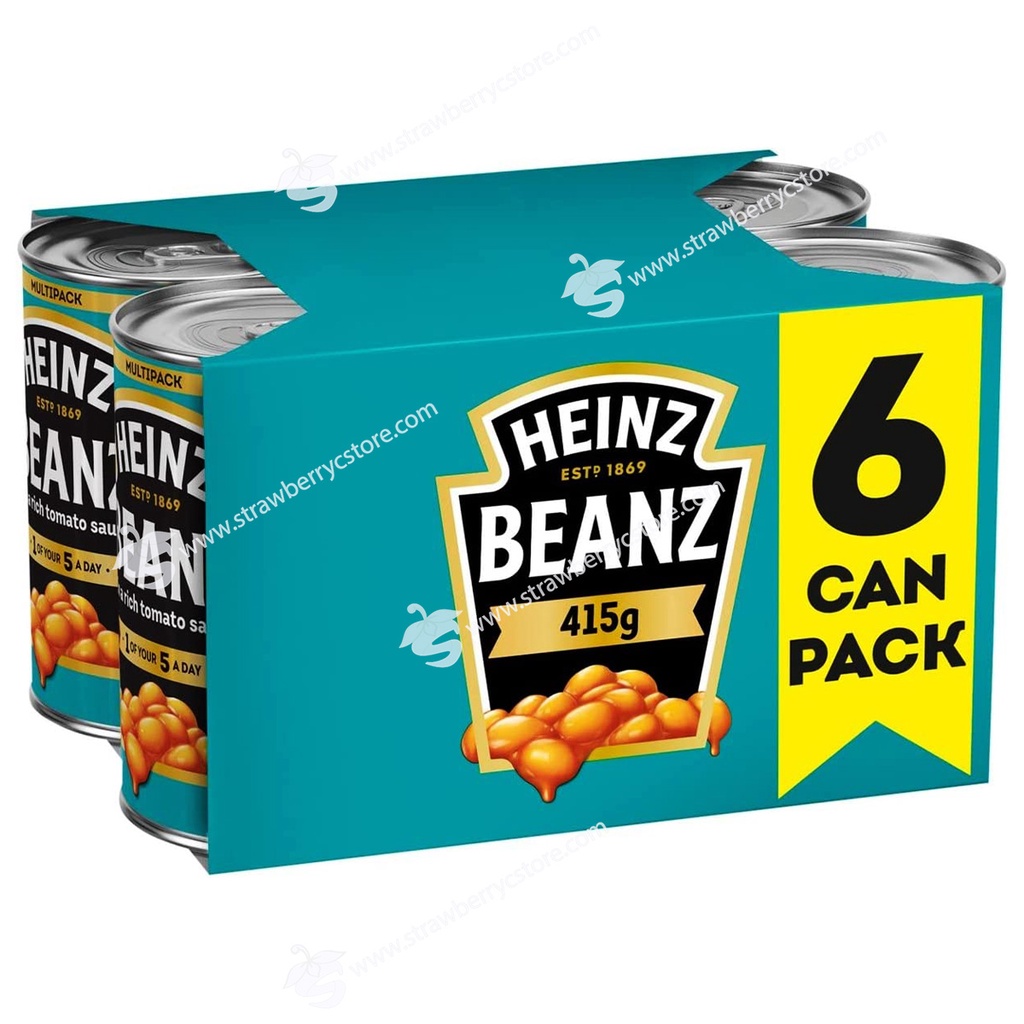 Đậu Hầm Sốt Cà Chua Đóng Hộp Heinz Beanz in a Rich Tomato Sauce, Lon 415g, Lốc 6 Lon