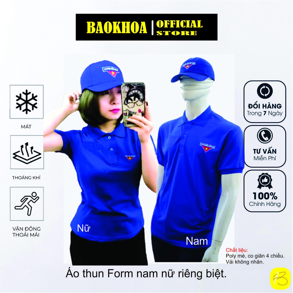 Áo thun đoàn thanh niên, áo thun, áo đoàn BAOKHOA_OFFICAL Size Nam, Nữ S-M-L-XL-2XL.