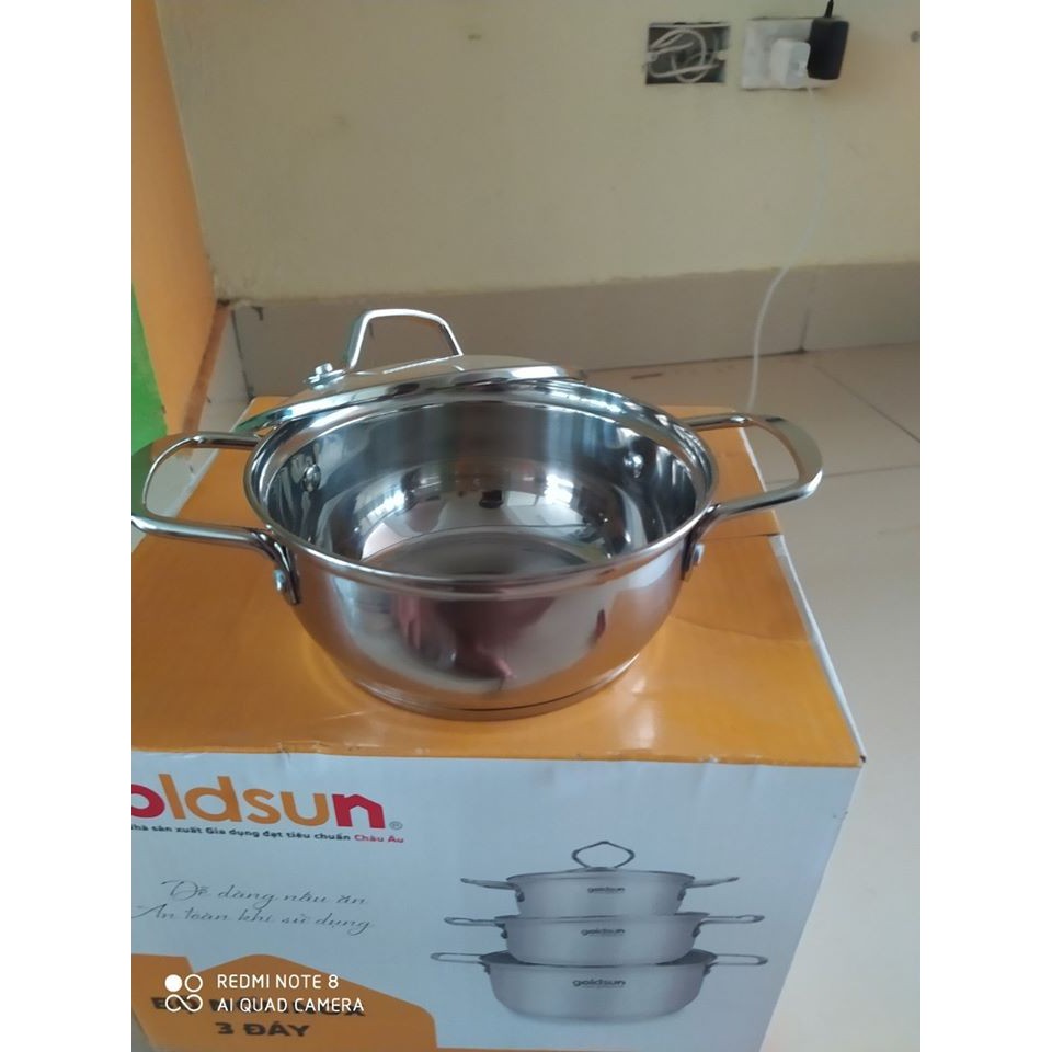 BỘ NỒI 3 ĐÁY INOX GOLDSUN