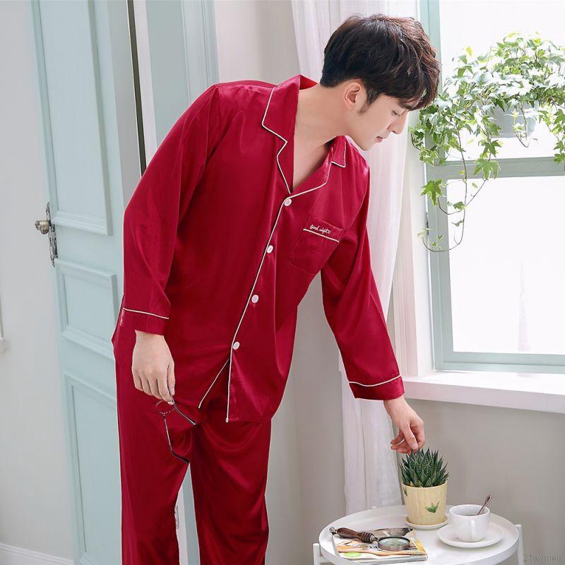 Bộ đồ ngủ màu trơn dài tay thời trang nam nữ | BigBuy360 - bigbuy360.vn