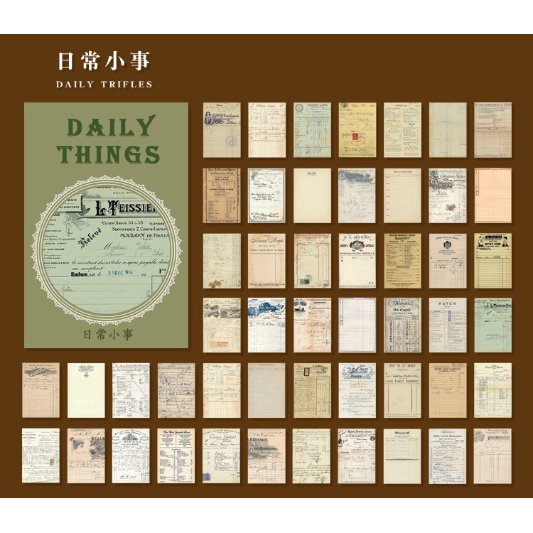 Set 50 Sticker vintage retro DIY dán sổ bullet journal trang trí điện thoại decor nhiều phong cách