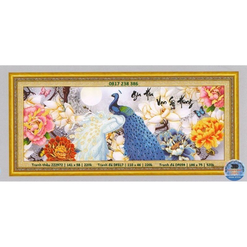Tranh thêu chữ thập Gia hòa vạn sự hưng 222972(141x58cm)