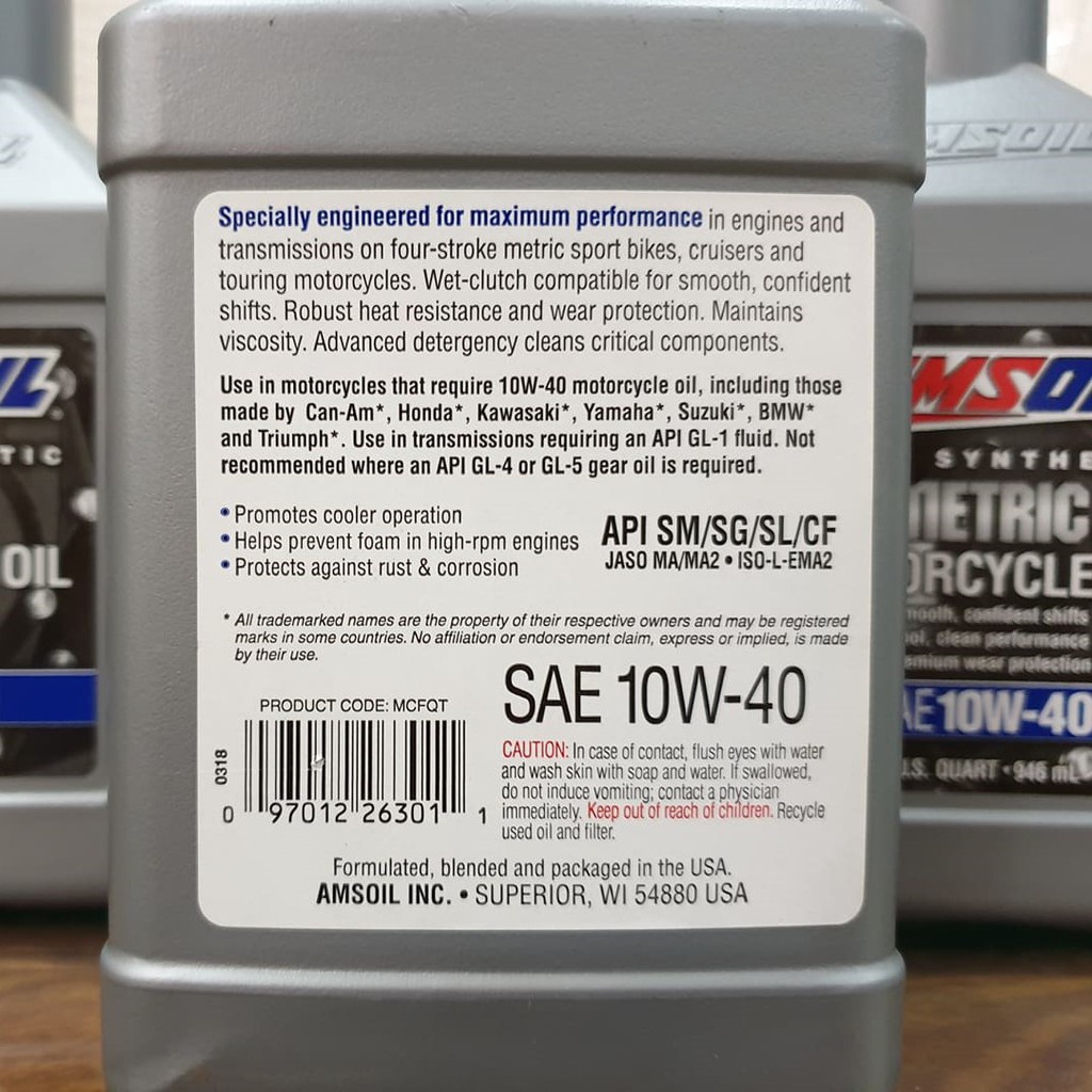 Nhớt Tổng Hợp Xe Gắn Máy MOTO PKL Amsoil Synthetic Metric 10W30