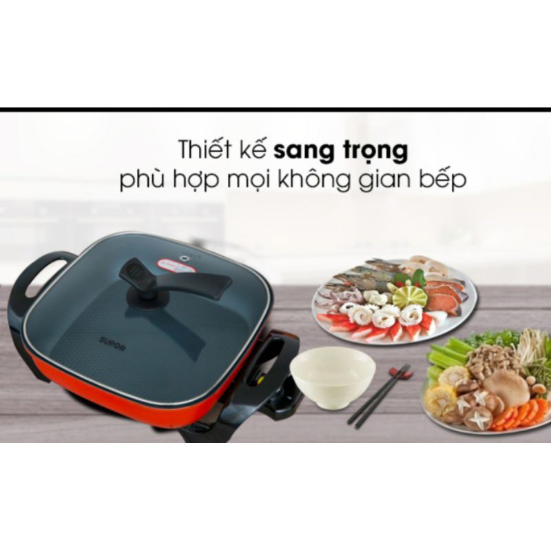 Nồi lẩu điện Supor nắp kính