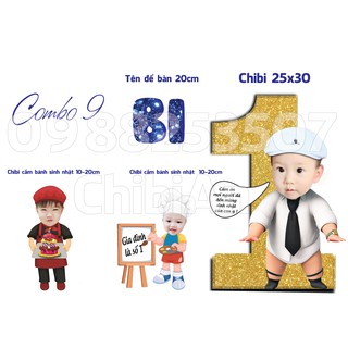 ComboB- In hình chibi cho bé, bảng tên, banner, cây welcome, bảng thành tích bày bàn tiệc - Phụ kiện trang trí sinh nhật