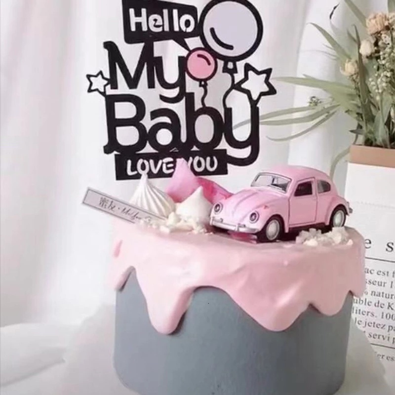 Topper Trang Trí Bánh Kem Hình Chữ Hello My Baby Love You