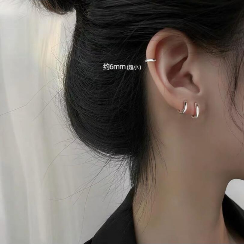 Bingo Bông Tai Mạ Bạc 925 Hình Tròn Nhỏ Đơn Giản Thời Trang