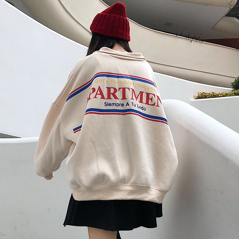 [HD51] Áo sweater nỉ bông nữ ulzzang có khóa dáng rộng tay phồng hàn quốc - Liti shop