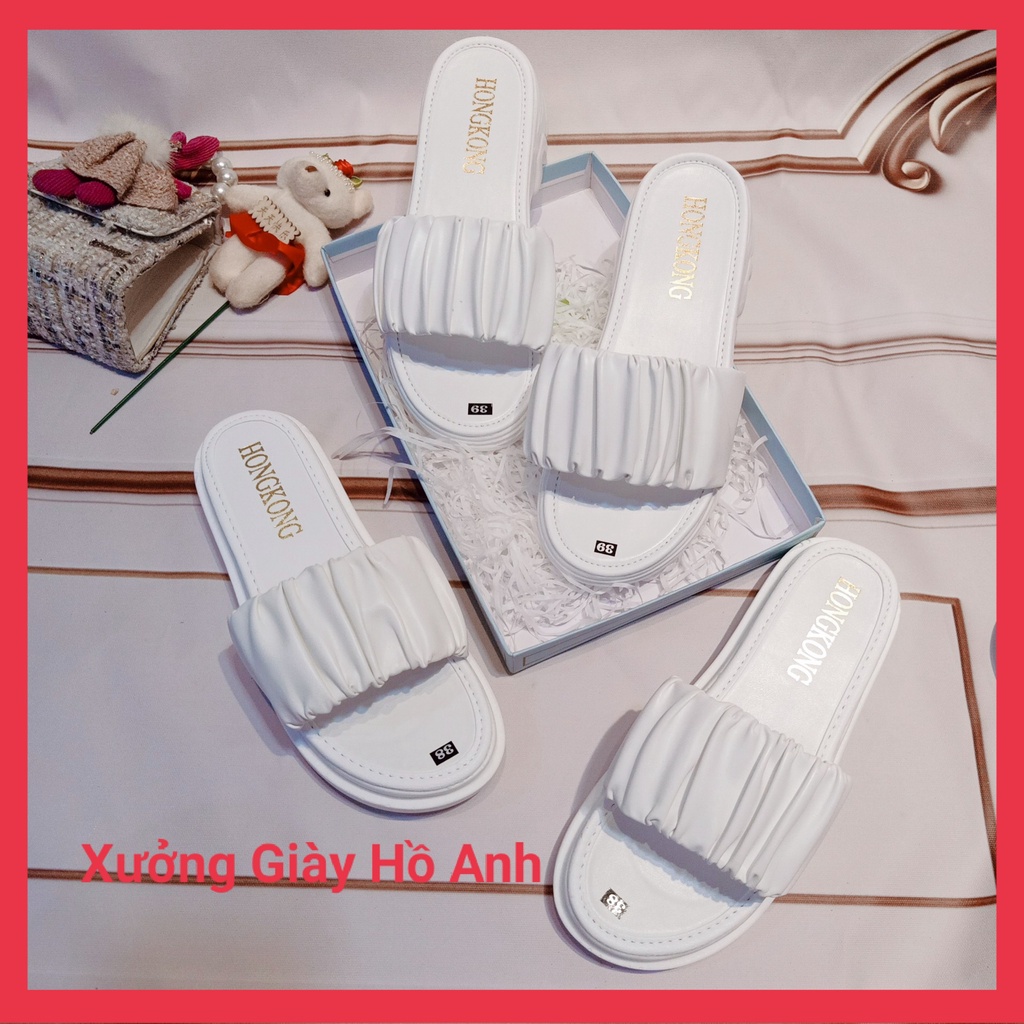 Dép Nữ Quai Ngang Đế Cao 5P Đế PU Siêu Nhẹ Quai Nhúm Trẻ Trung Sang Chảnh