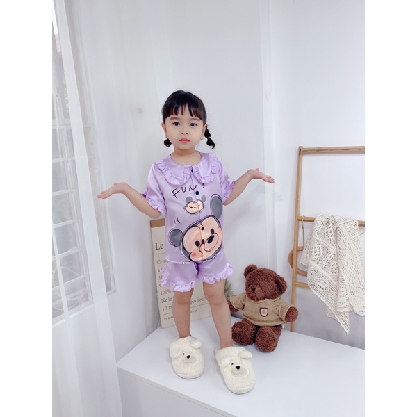 Bộ lụa Pijama cho bé gái từ 10-28kg (1-8 tuổi)