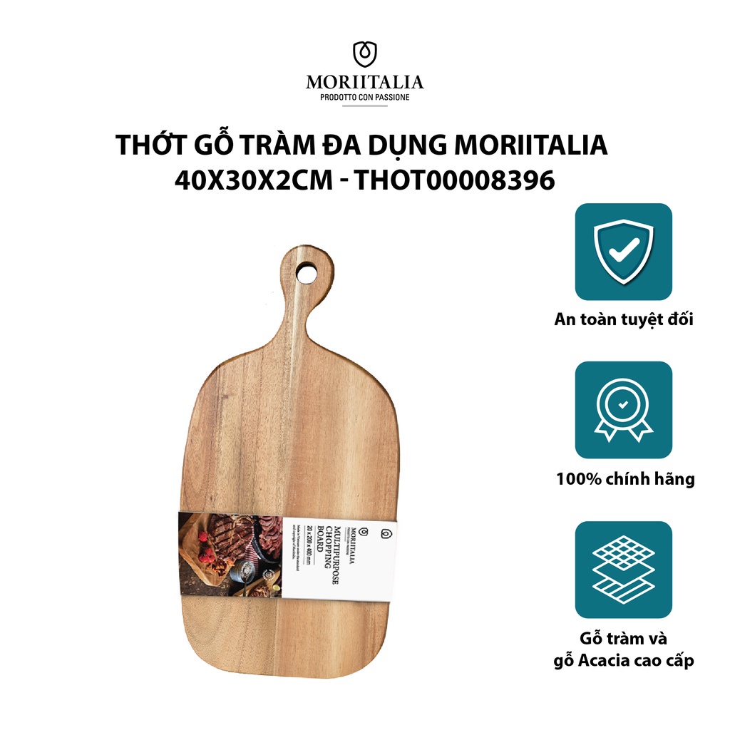 Thớt gỗ tràm Moriitalia đa dụng có tay cầm tiện lợi THOT00008365