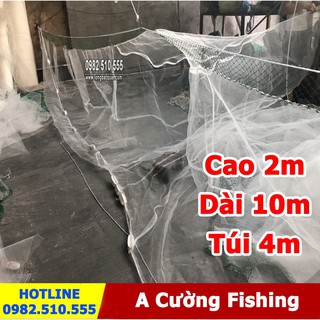 Lưới quét cá - lưới kéo cá - lưới vét cá cao 2m dài 10m túi 4m giá rẻ
