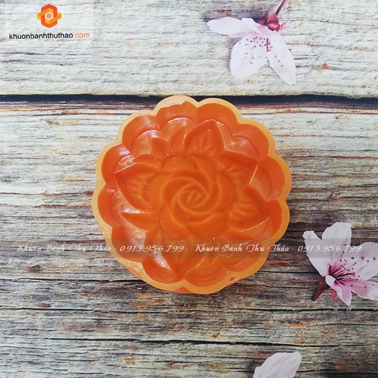 Khuôn trung thu nhận tròn hoa hồng 200g