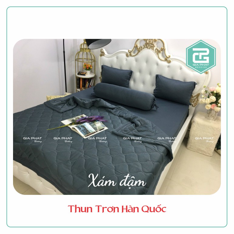Bộ ga gối , Drap Thun Lạnh Hàn Quốc  họa tiết trơn 1 màu cao cấp