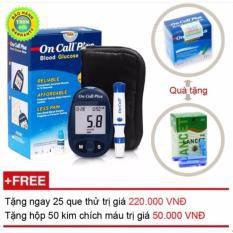 MÁY ĐO ĐƯỜNG HUYẾT ON CALL PLUS - MỸ + 25 que thử + 50 kim lấy máu