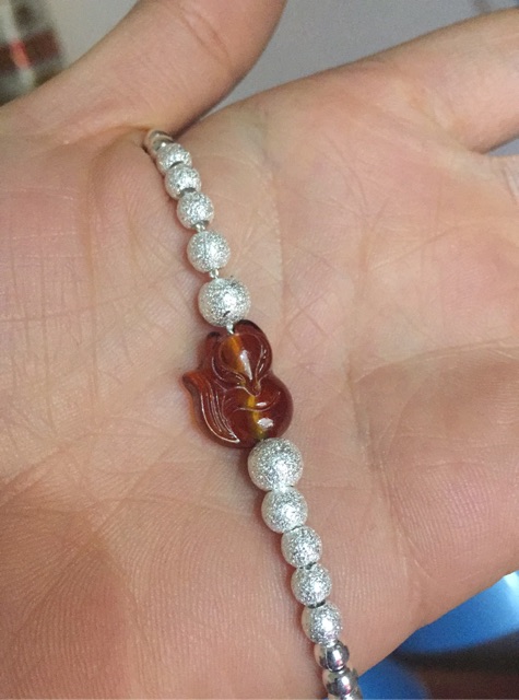 Lắc tay bạc nmj đá xanh lá nhân tạo (lu thống, hồ ly)