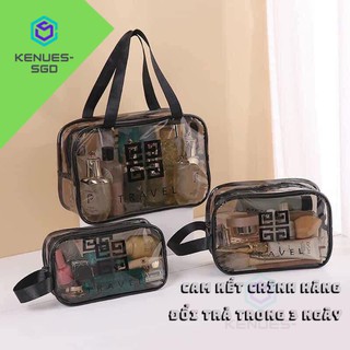 [Hàng Loại 1] Set 3 túi đựng mỹ phẩm trong suốt đựng đồ du lịch thời trang cao cấp