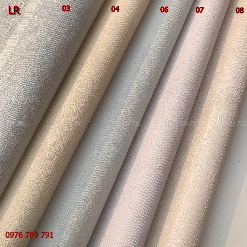 Giấy Dán Tường Phòng Ngủ Màu Xám, Vàng, Xanh, Lụa Không Keo, Khổ 10m x 53 cm
