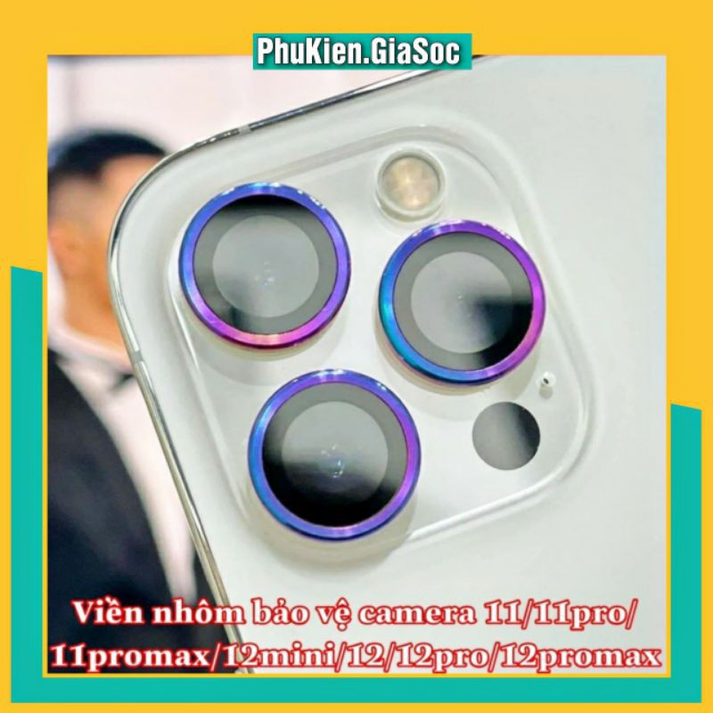 [ỐP VIỀN CAMERA 7 MÀU] VIỀN BẢO VỆ CAMERA ÁNH 7 MÀU CHO IPHONE 11/11PRO/11PROMAX/12MINI/12/12PRO/12PROMAX
