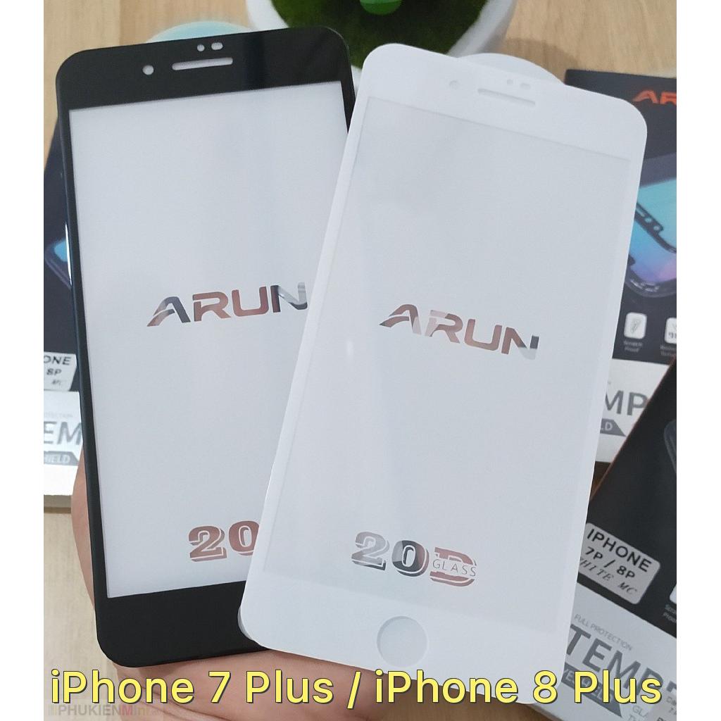Miếng dán cường lực ARUN full màn hình, viền màu cảm ứng mướt mượt cho iPhone 7 Plus / iPhone 8 Plus giá rẻ