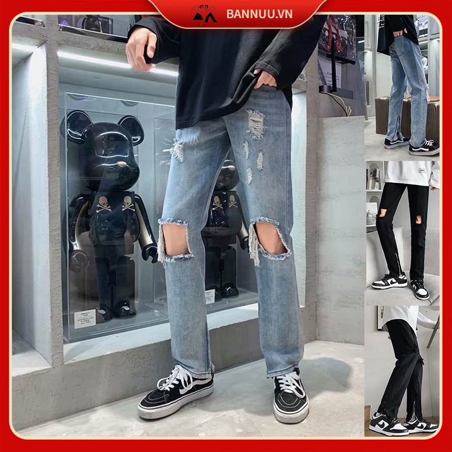 Quần Jean Dài Ống Rộng Màu Trơn Phong Cách Hàn Quốc quần ống suông Thời Trang quần jean ống suông unisex quần bò ống đứng nữ  from rộng quần jean ống suông nữ