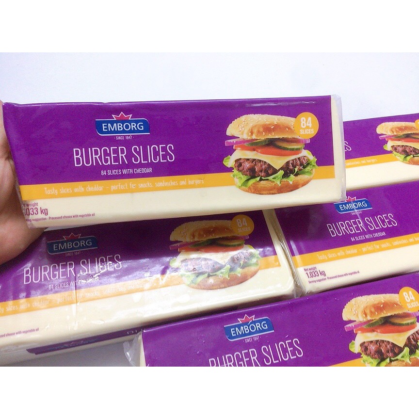 Phô Mai Lát Burger Slices 84 miếng 1.033kg - Emborg Burger Slices 1.033kg - DATE MỚI 2024