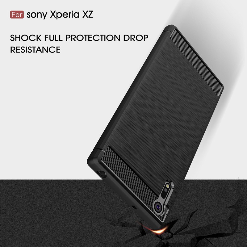Ốp điện thoại silicon chống sốc phủ sợi carbon cao cấp bảo vệ Sony Xperia XZ XZS