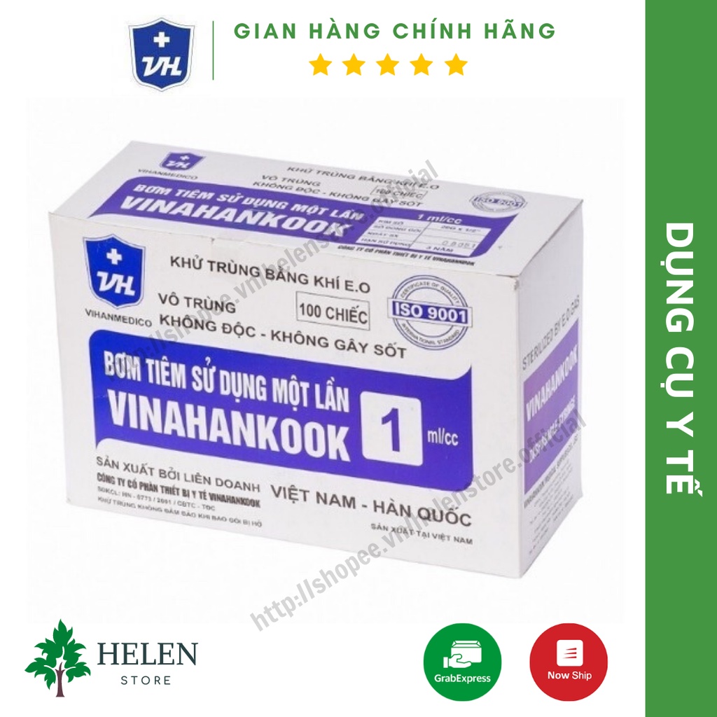 Ống tiêm, xilanh 1cc - Bơm kim tiêm 1ml sử dụng 1 lần VINAHANKOOK - Hộp 100 cái