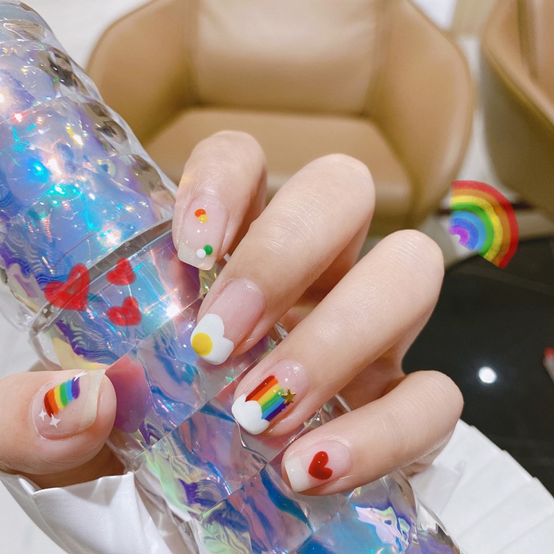 Miếng Dán Trang Trí Móng Tay 3d Hình Hoa Anh Đào/ Cầu Vồng Độc Đáo diy