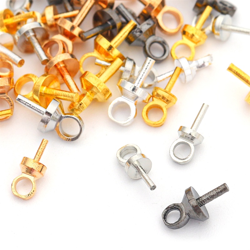 Set 50 phụ kiện vít vặn có khoen bằng kim loại đồng thau dùng làm trang sức diy