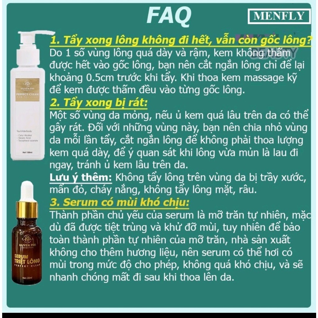 [chính hãng] Kem tẩy lông Huyền Phi tặng kèm serum triệt lông - triệt lông an toàn, tận gốc