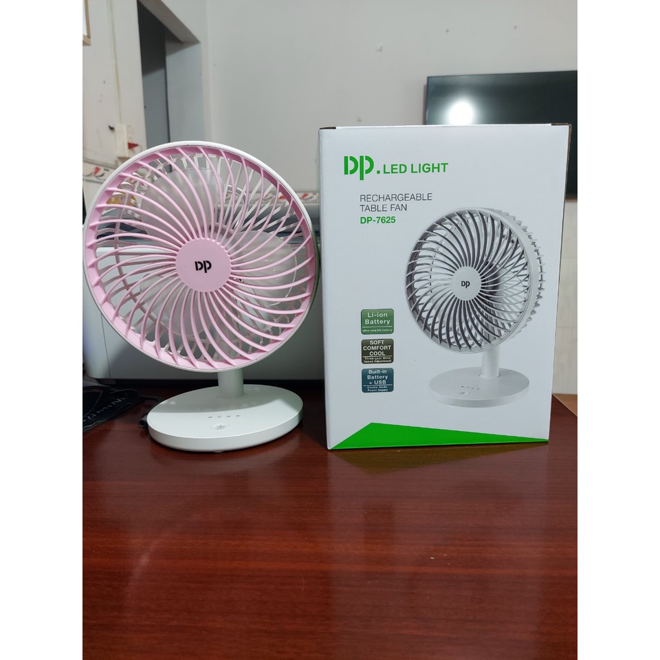 Quạt mini tích điện DP-7625 cao cấp, 3 cấp độ gió cực mát, quạt siêu êm, di chuyển dễ dàng