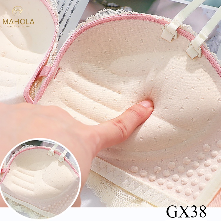 Áo lót nữ cup ngang có gọng mút vừa nâng ngực tự nhiên phối ren GX38 Mahola