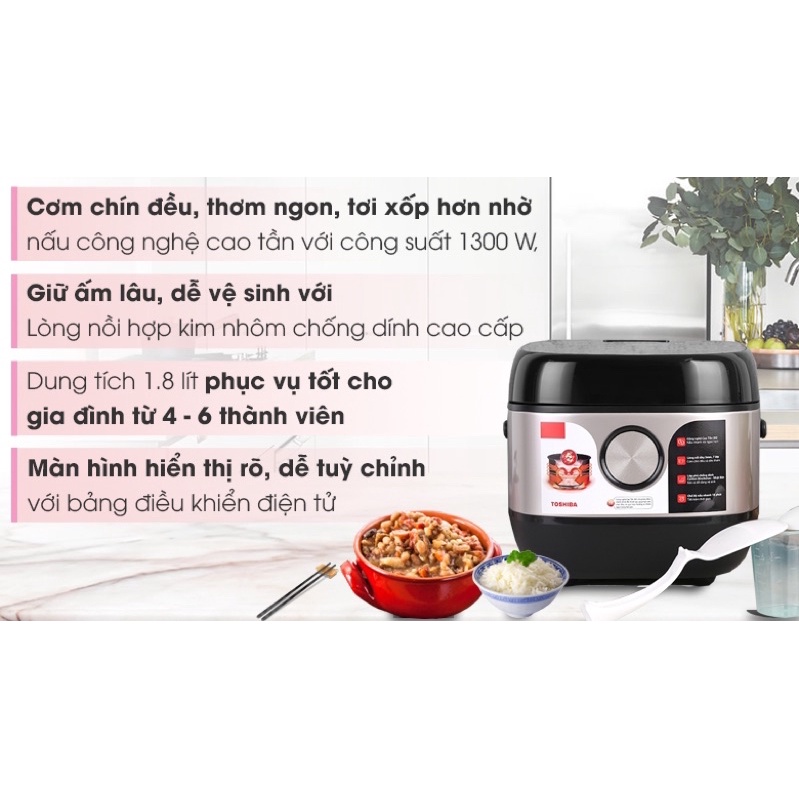 Nồi cơm cao tần Toshiba 1.8 lít RC-18IX1PV hàng mới  Full box sản phẩm chính hãng % bảo hành 12T