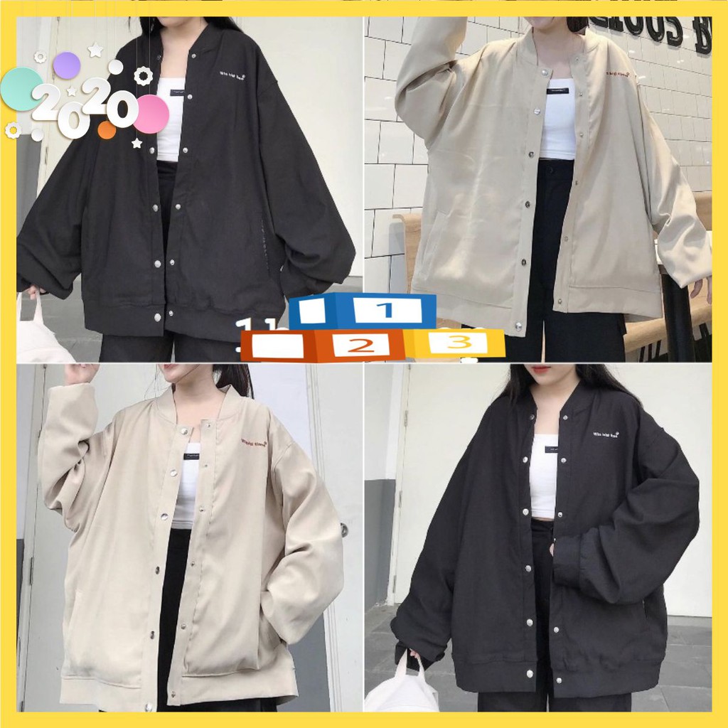 Áo Khoác Kaki BOMBER WIN BIG TIME Ulzzang Unisex vuasivuare đen/be