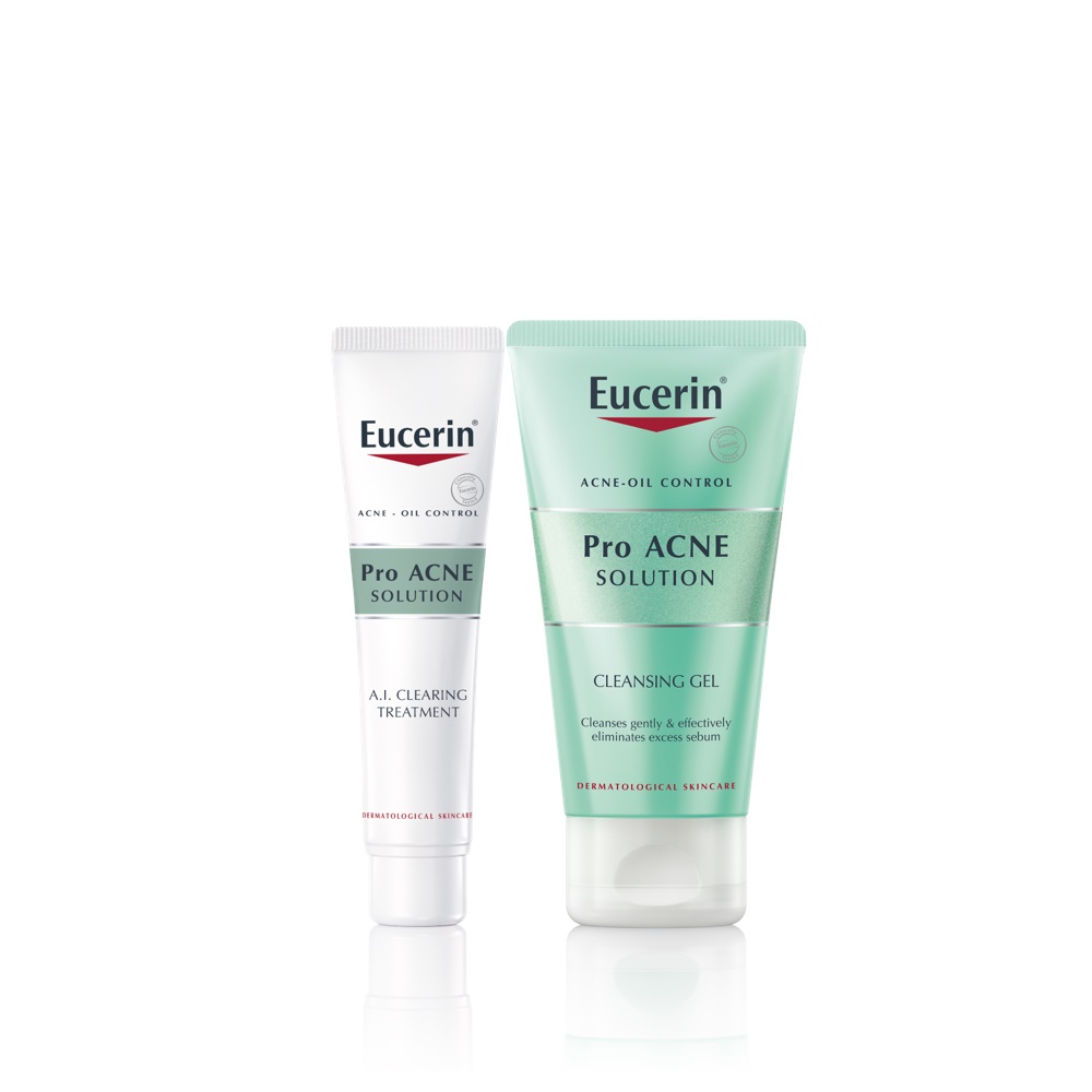 Bộ 2 Sản Phẩm Eucerin ProAcne: Tinh Chất A.I Clearing Treatment 40ml &amp; Gel Rửa Mặt Cleansing Gel 75ml