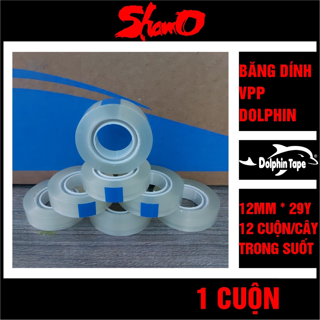 Băng dính VPP cao cấp Dolphin – Màu trong – dùng trong công tác văn phòng
