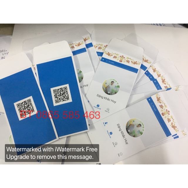 Phong bì, lì xì in hình face book và mã qr có thể quét được