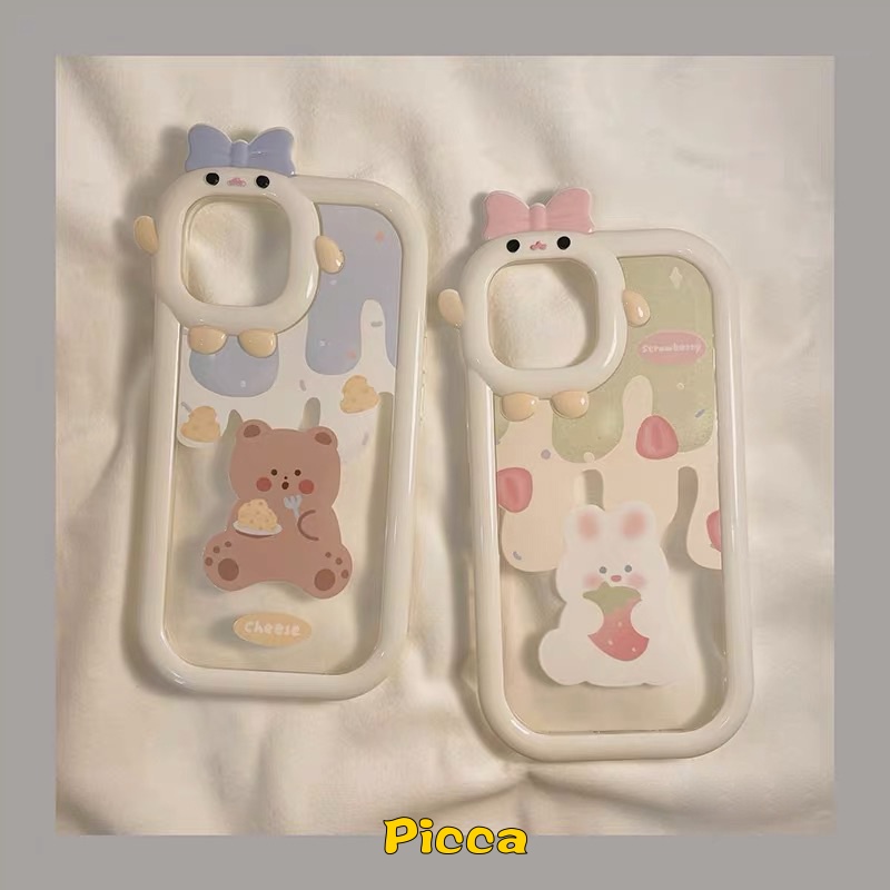 Ốp Điện Thoại TPU Mềm Hình Gấu / Thỏ / Bánh Kem 3D Dễ Thương Cho IPhone 14 13 12 11 Pro MAX 6 6S 7 8 14 Plus XR X XS MAX SE